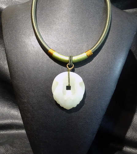 Jade Bat Coin Necklace, Hetian Nephrite, Qing Dynasty Elegant