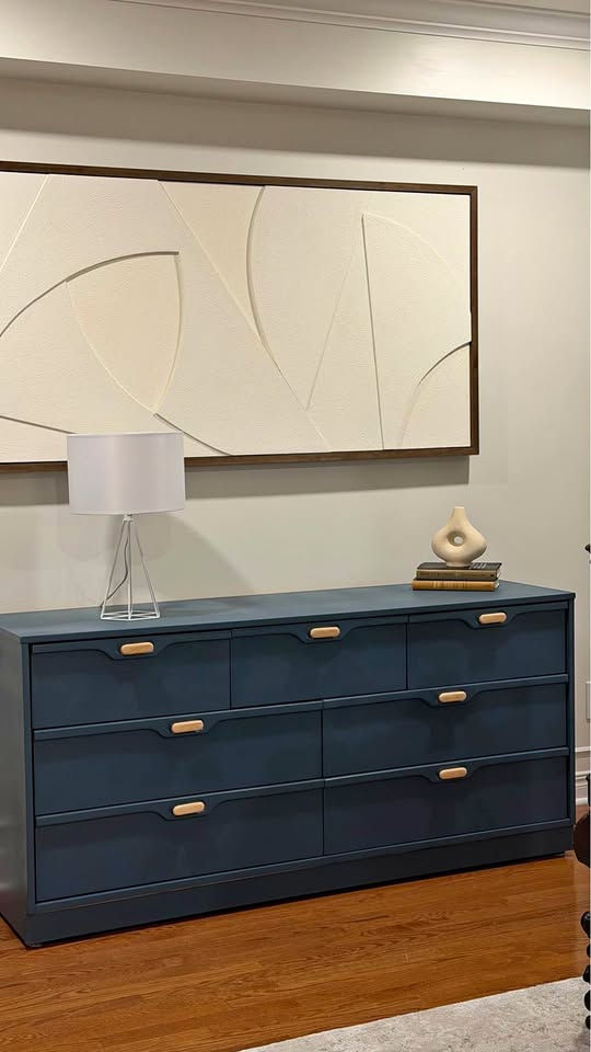 Solid Wood Refinished Long Dresser / Credenza