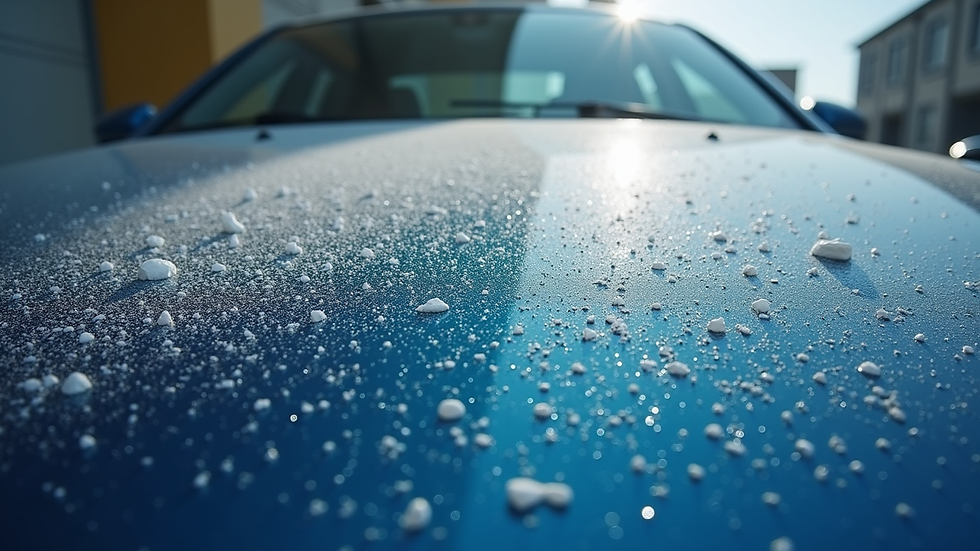 Eye-level view of a clean car hood after clay bar treatment