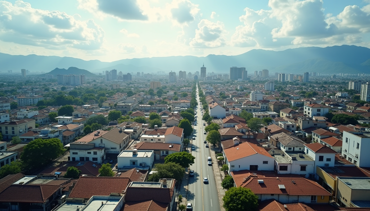 Vista aérea de la ciudad de Tapachula con edificios y calles principales