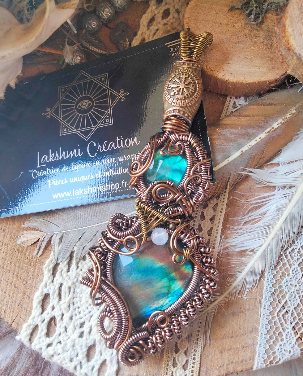 Thumbnail: Talisman double Labradorites  et Vegvisir
