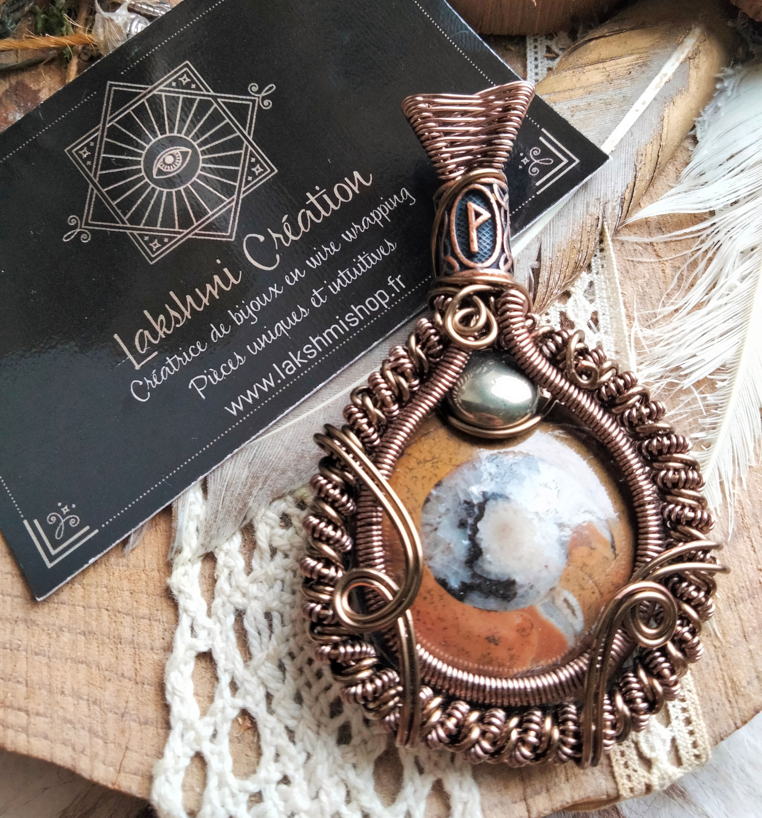 Talisman Ammonite et Pyrite et rune Wunjo
