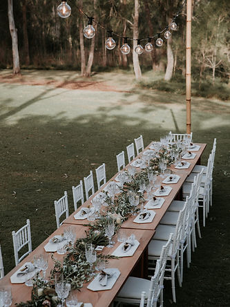 Tiffny chairs rustic timber table