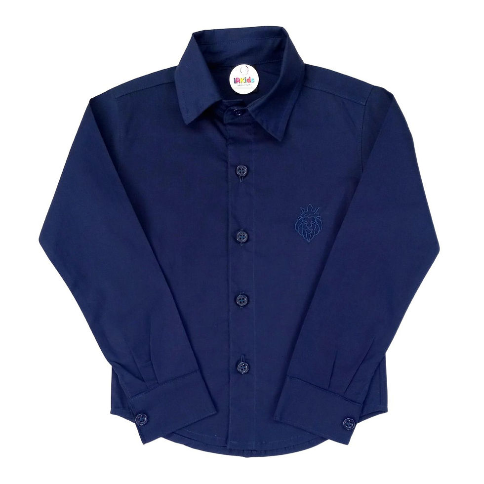 Miniatura: Conjunto Social Infantil Masculino - Manga Longa - Azul-marinho Com Branco