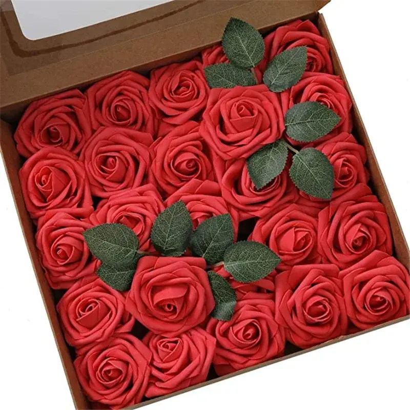 Thumbnail: 10~100pcs Rose Artificial Flowers Foam Fake Roses Wedding Bouquets Centerpieces