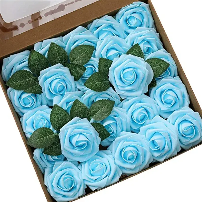 Miniatura: 10~100pcs Rose Artificial Flowers Foam Fake Roses Wedding Bouquets Centerpieces