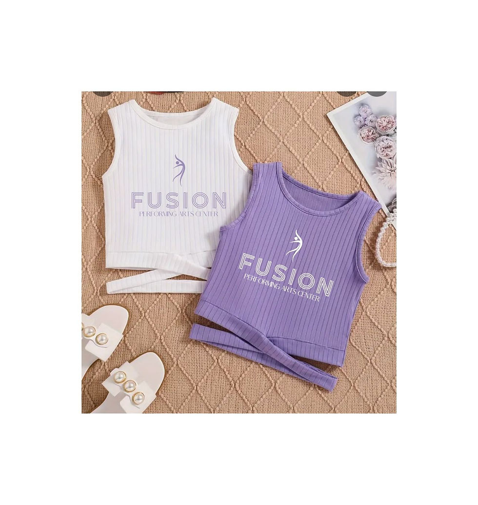 Youth crop tops with ribbing and stomach strap
