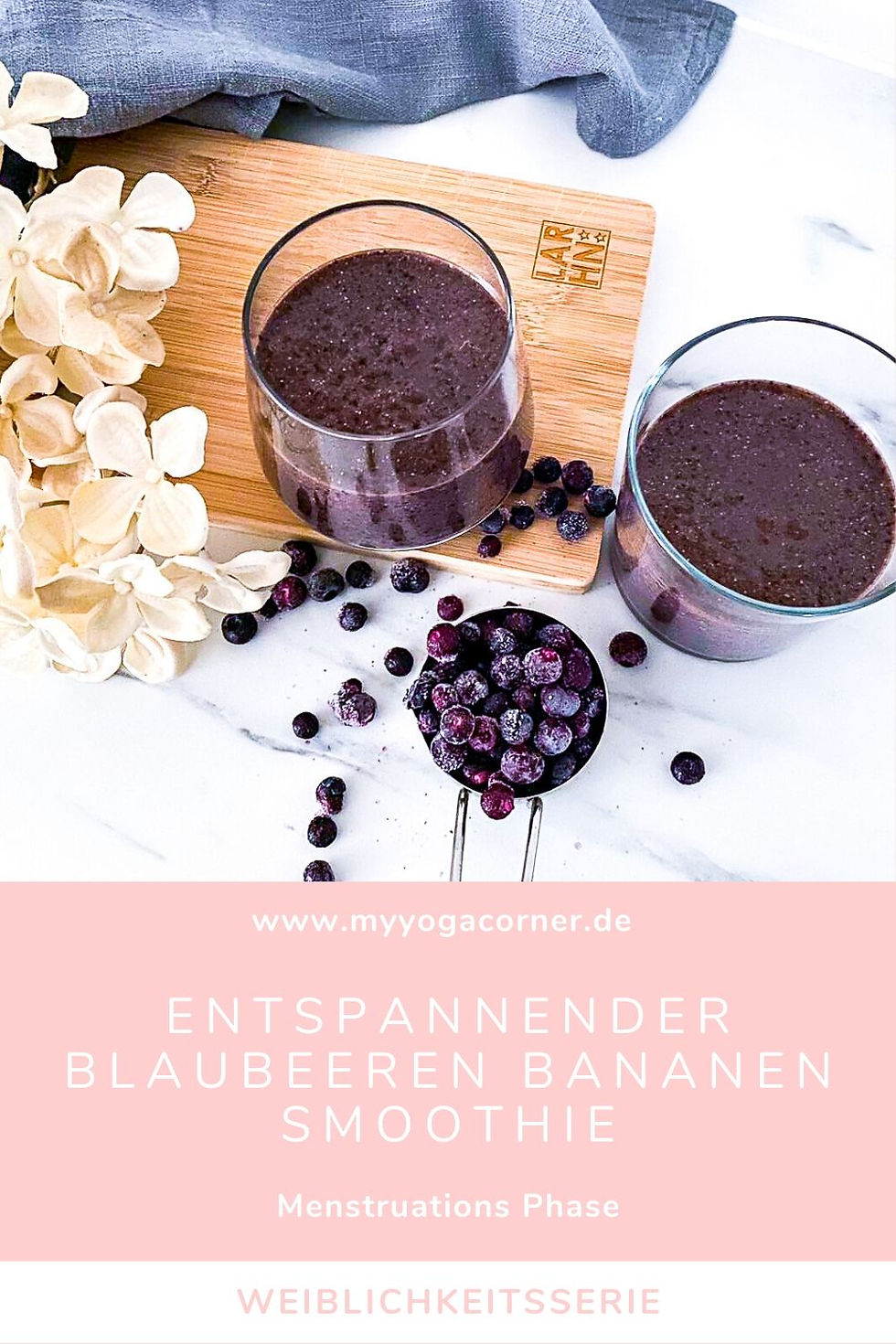 Entspannender Blaubeeren Bananen Smoothie - Menstruations Phase Weiblichkeitsserie #weiblichkeit #smoothie #healthy #hormones #cycle #recipe #menstrual #gesund #frauengesundheit #schnell #easy #abnehmen #weightloss #lowcalories #vegan #zyklus #frauen #blaubeeren