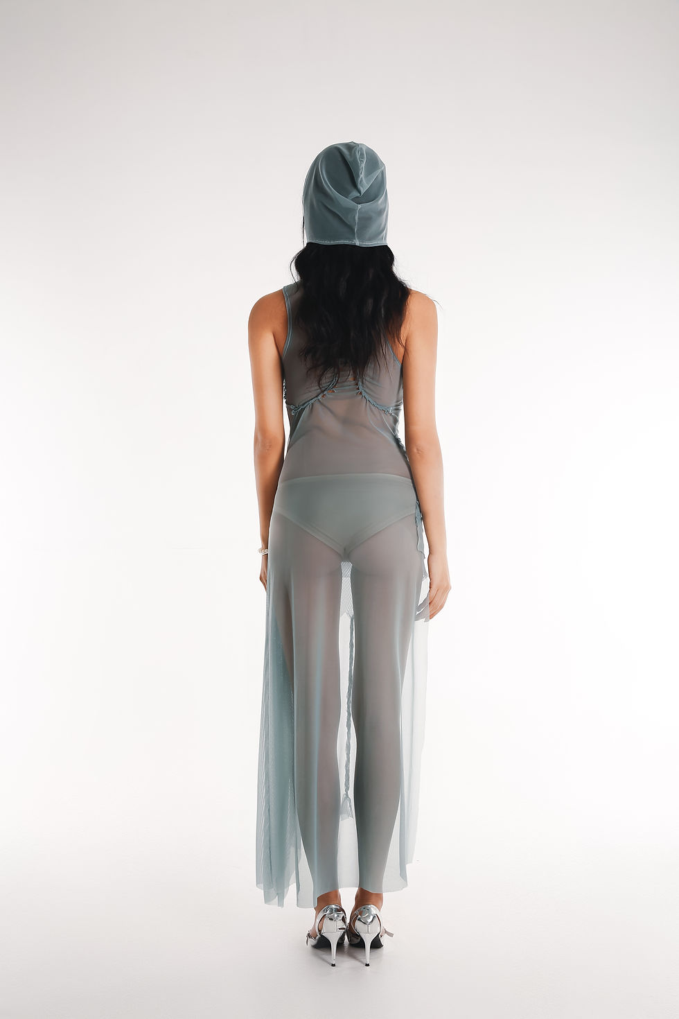 Thumbnail: TURQUOISE NYX DRESS WITH HOOD