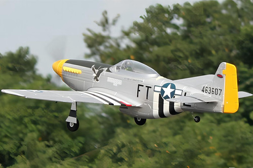P51 Mustang Silver V2 1200mm Wing Span Dynam Direct