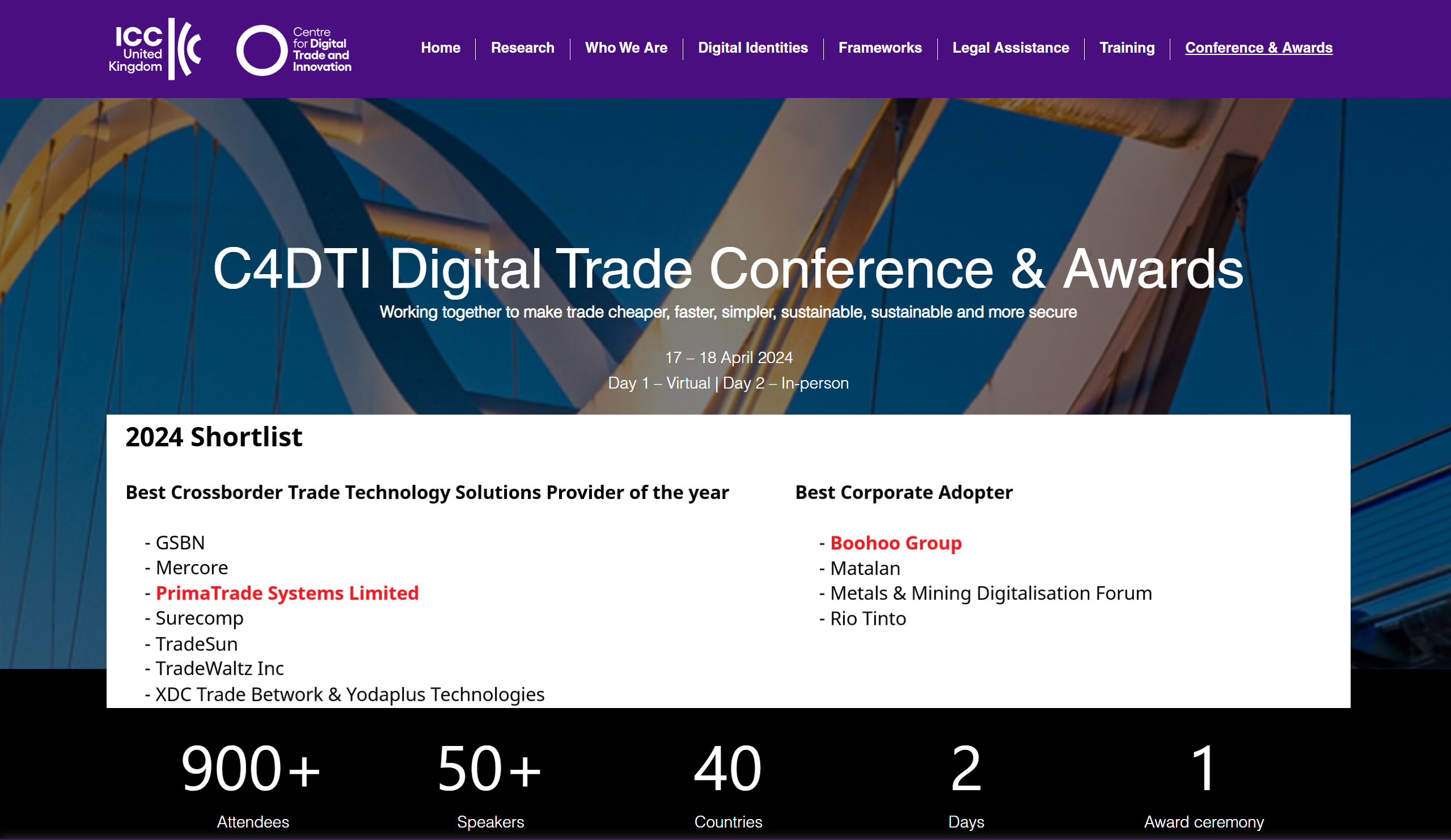C4DTI and ICC awards PrimaTrade