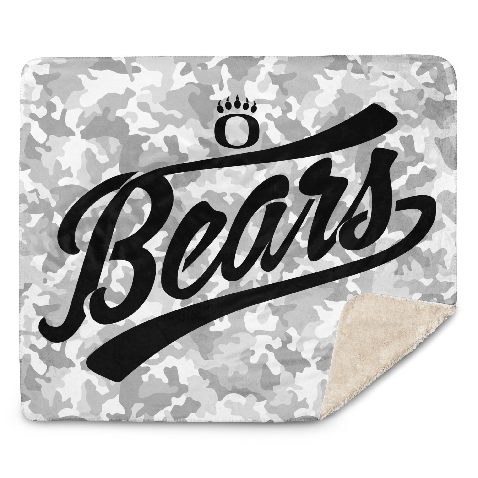 Oakdale Bears Script | Light Camo Sherpa blanket