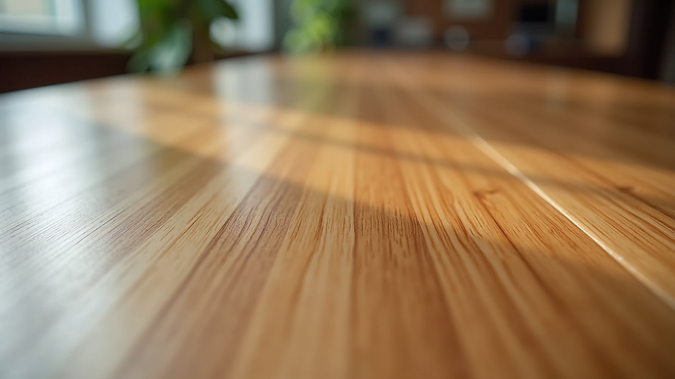 Close-up view of the polished wood surface showcasing its natural grain
