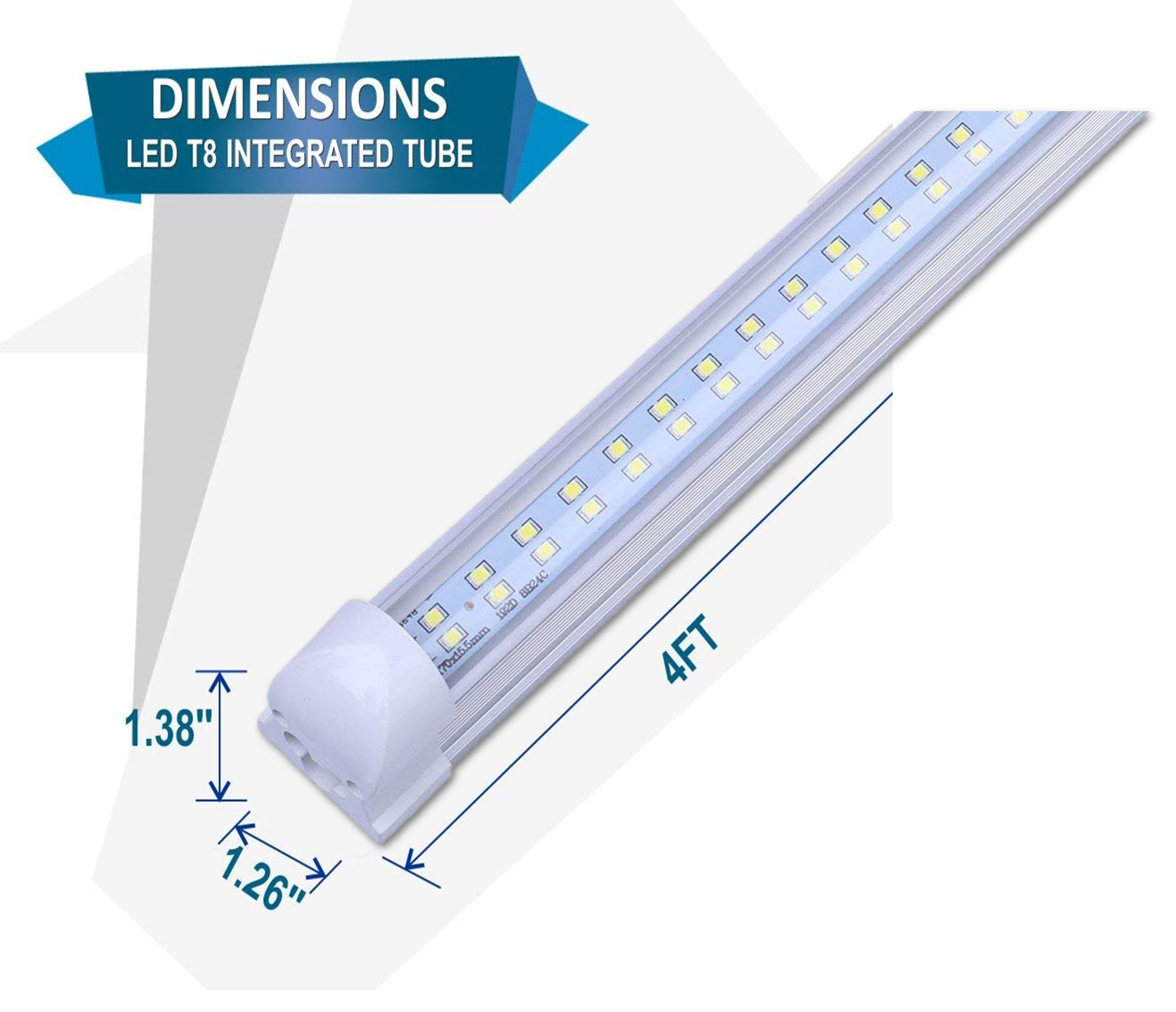 25 Pack of 4FT LED T8 Light Fixture Integrated Tube