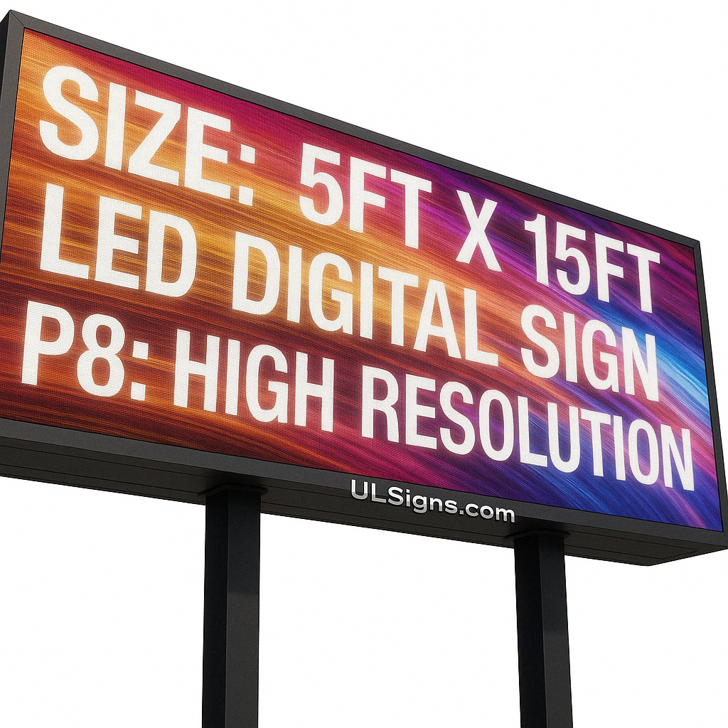 P8 mm (Single Side Screen) 5FT x 15FT (Full color) LED Digital Sign Board