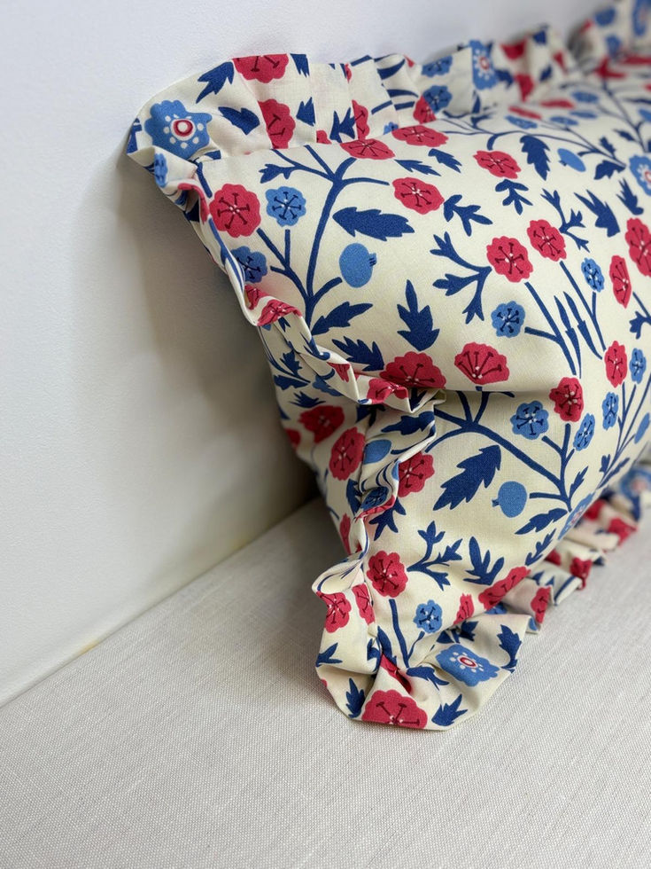 Sanderson Candytuft Marine and Crimson Cushion