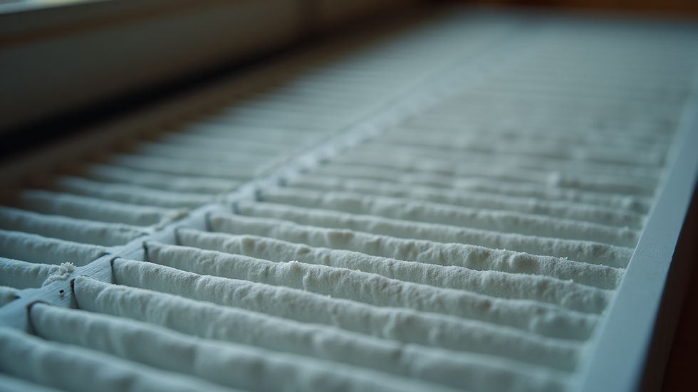 Eye-level view of a clean HVAC air filter being installed in a home system