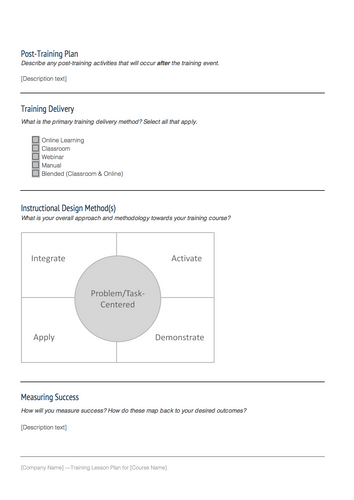 instructional design templates instructional design central idc training design document template