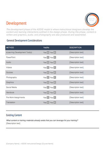 instructional design templates instructional design central idc training design document template