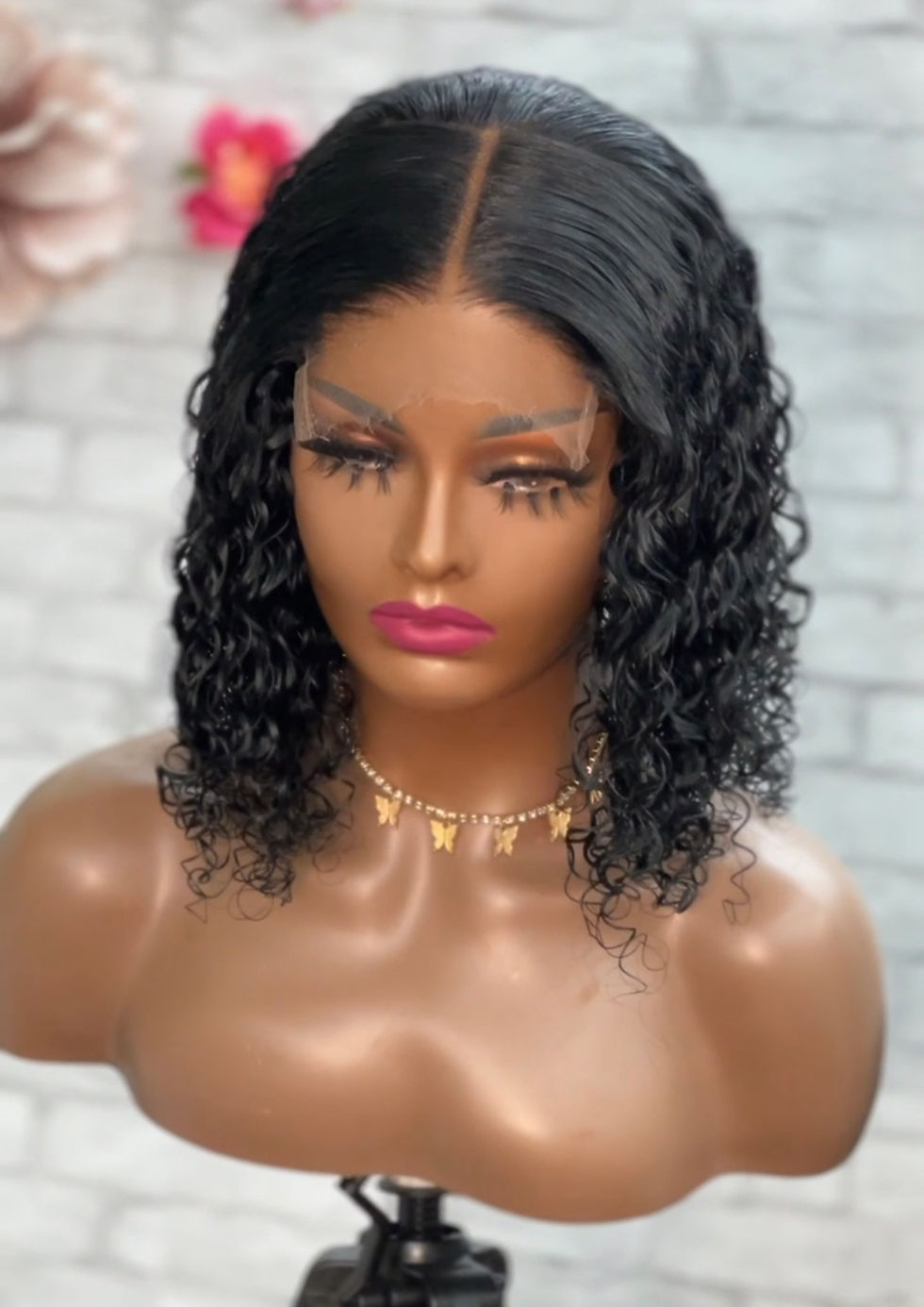 Thumbnail: Virgin CURLY WIG (Pre-Made glueless) Jet black 