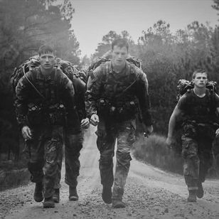Tactical athlete with a strong aerobic base running during military fitness training