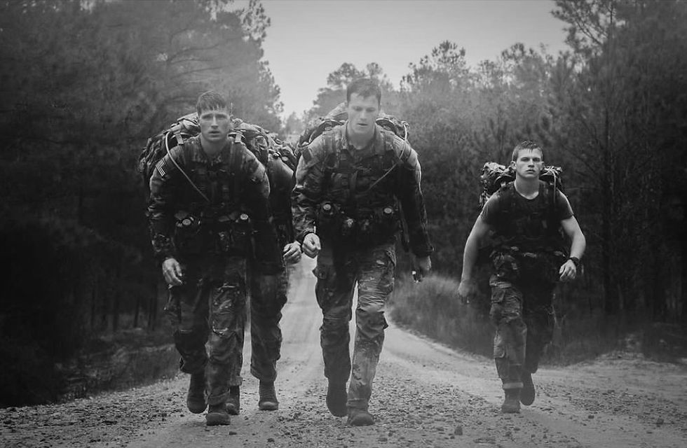 Tactical athlete with a strong aerobic base running during military fitness training