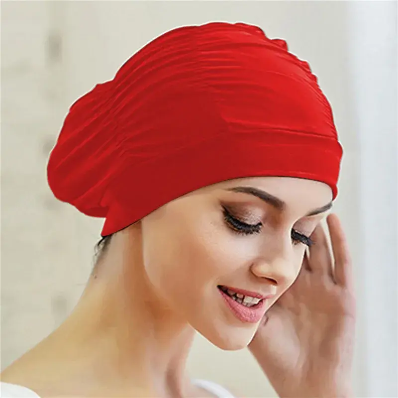 Thumbnail: Swimming Hat Women Unisex Girls Long Hair Bathing Cap Swimming Cap Stretch Drape