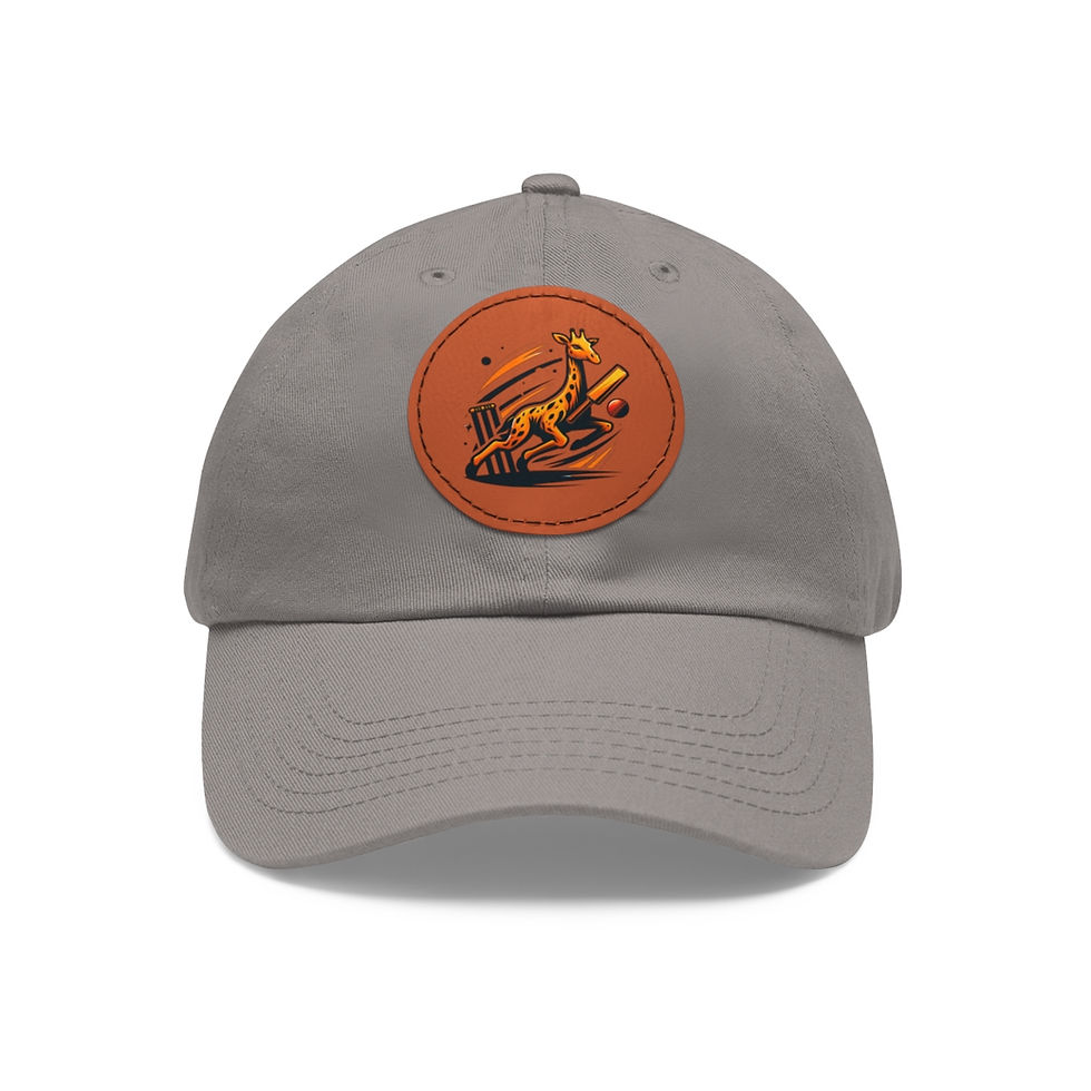 Thumbnail: Giraffe Cricket Hat with Leather Patch (Round)