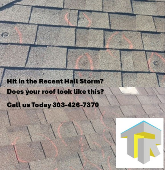 Denver Hail on roof example 