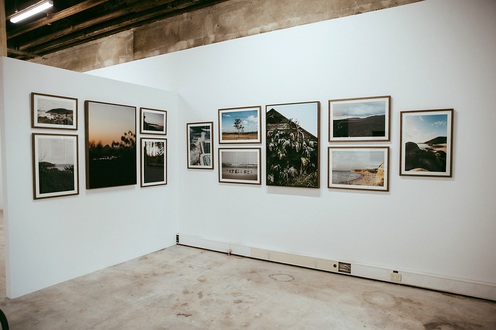 The whole exhibition hanging on the walls of the Hub in Ballarat.