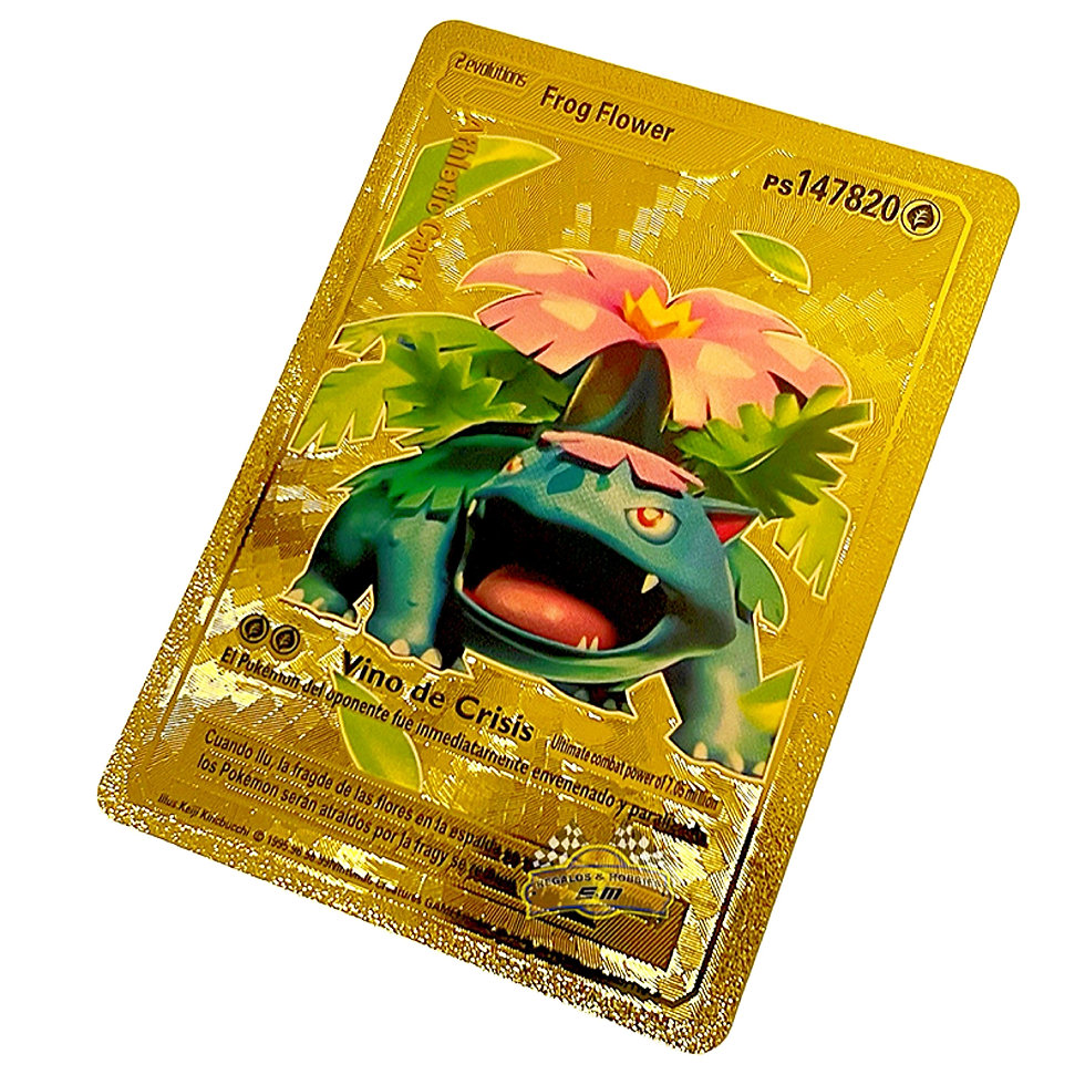 Carta Pokémon dorada: Venusaur con flor
