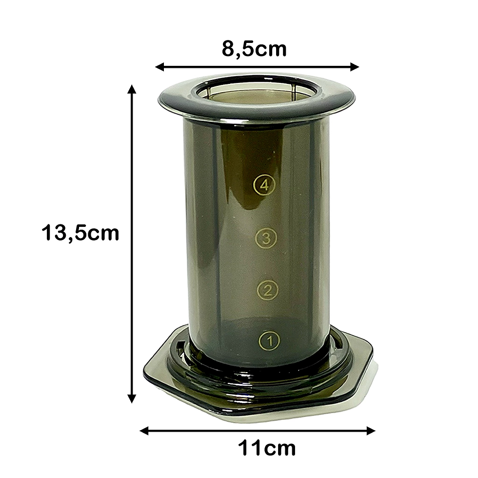 Cafetera Aeropress portátil: 13,5cm x 11cm x 8,5cm