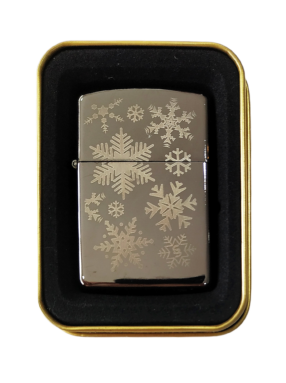 Miniatura: Encendedor metálico con diseño de copos de nieve