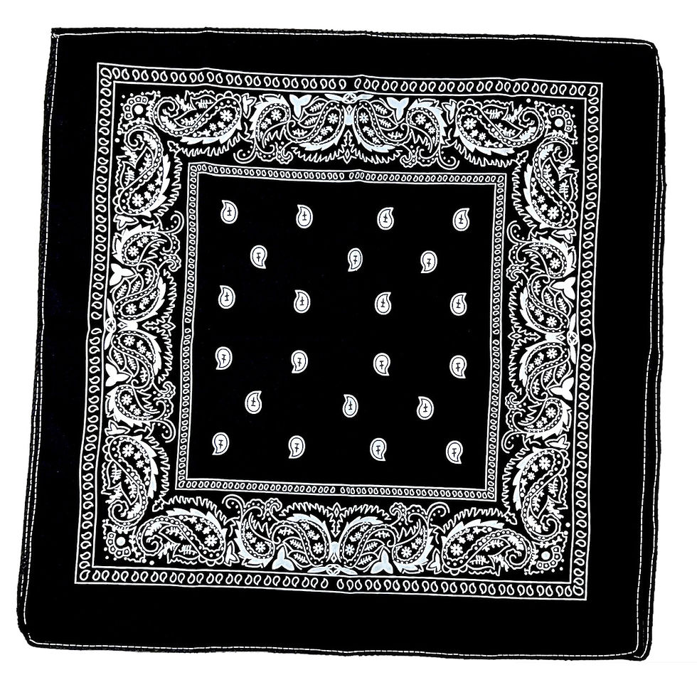 Miniatura: Pañuelo negro con diseño paisley blanco