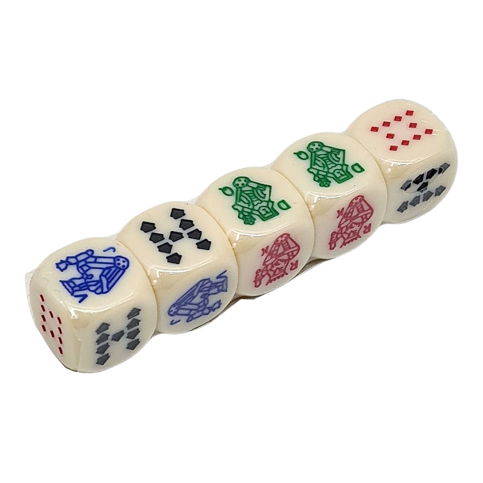 Miniatura: Cinco dados de póquer alineados