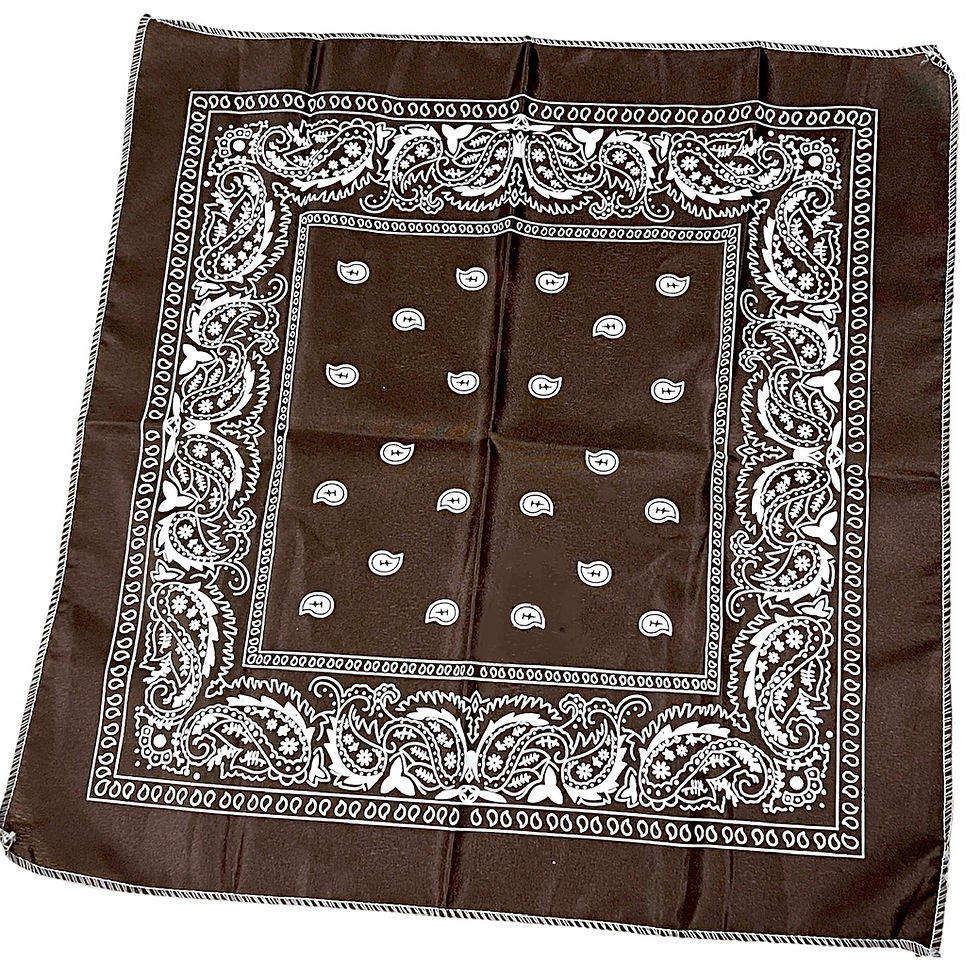 Miniatura: Pañuelo marrón con diseño paisley blanco