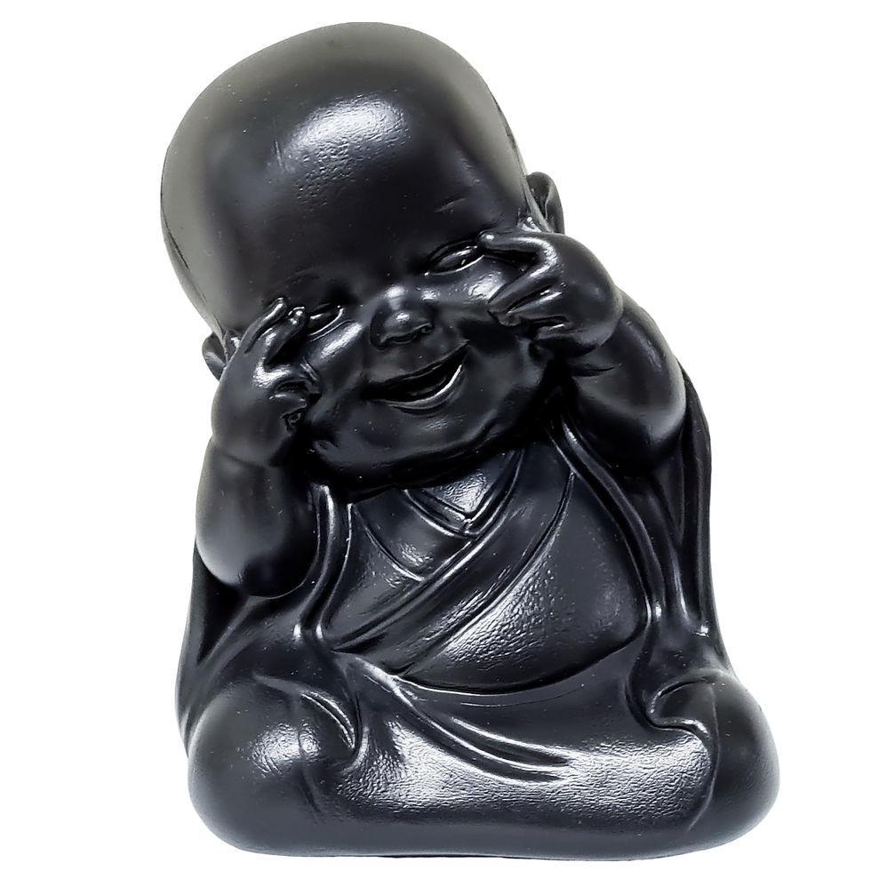 Estatuilla negra monje sonriente