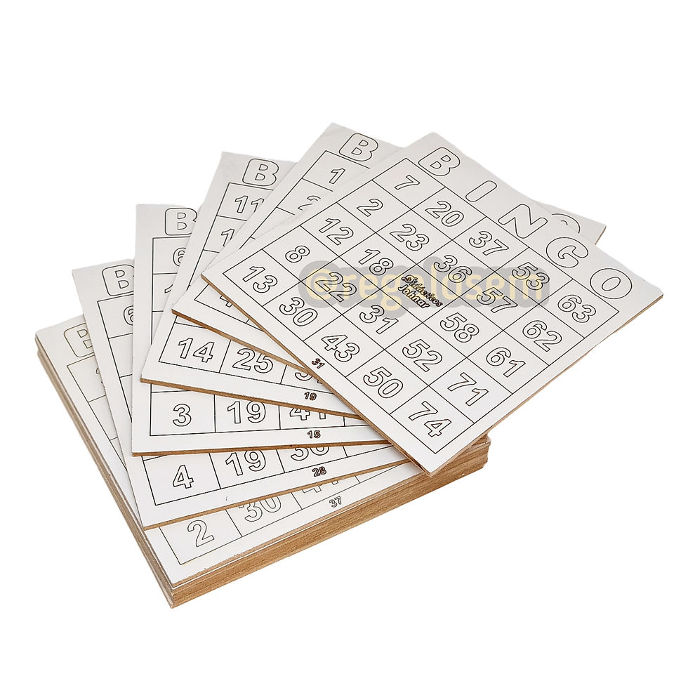 Miniatura: Tarjetas de bingo con fichas