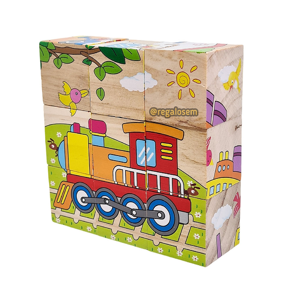 Miniatura: Bloques de madera con tren y animales para niños REGALOSEM