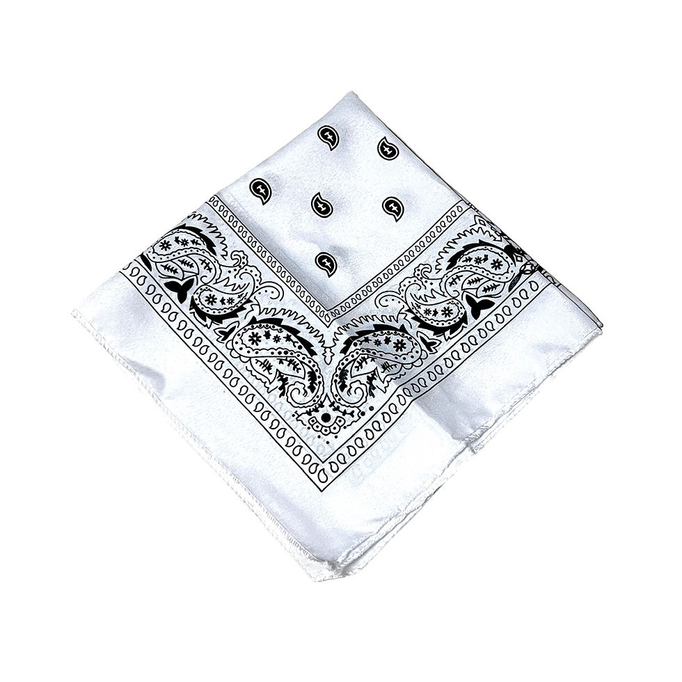 Miniatura: Pañuelo blanco con diseño paisley negro