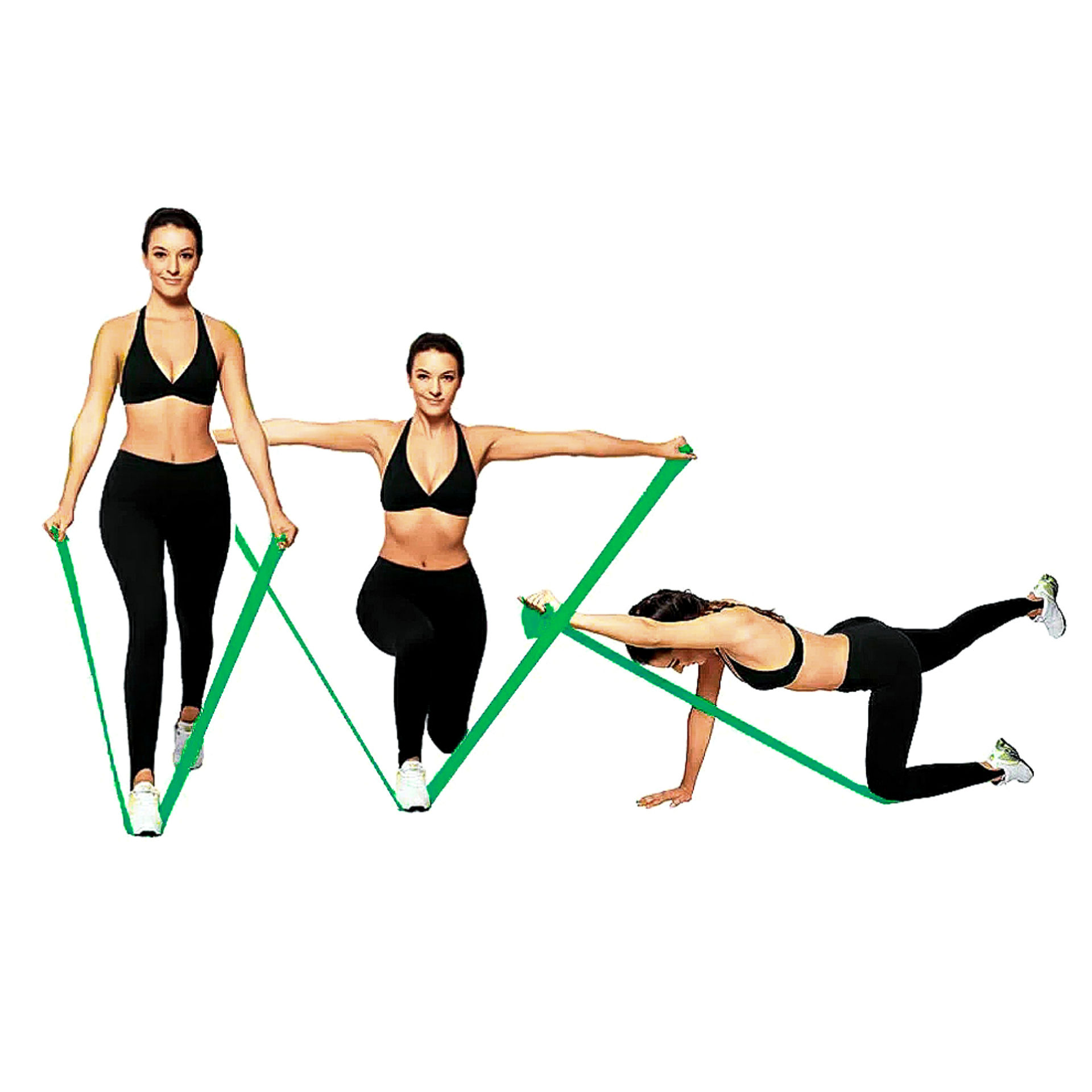 Mujer haciendo ejercicios con banda elástica verde