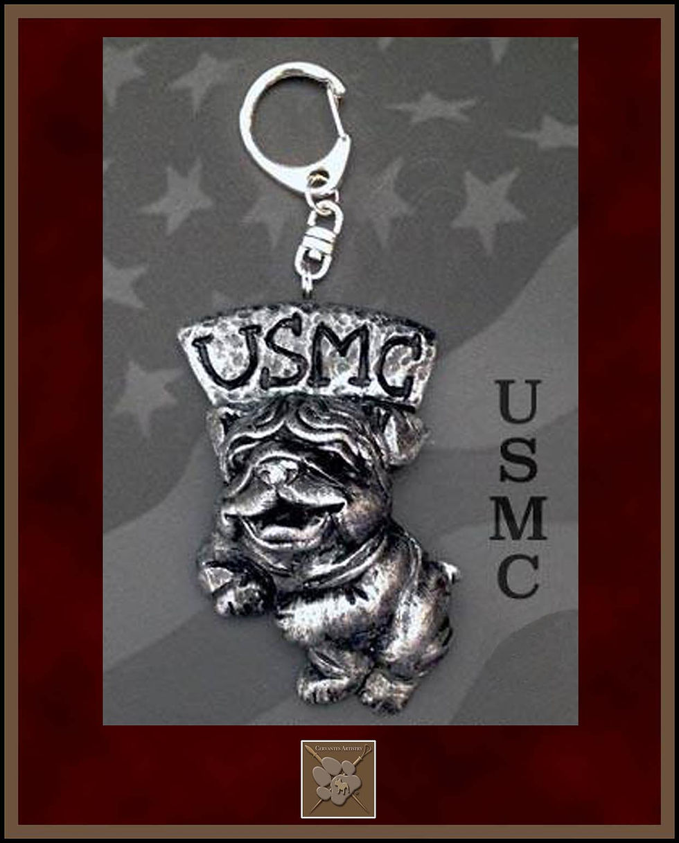 #13 USMC English Bulldog Keychain