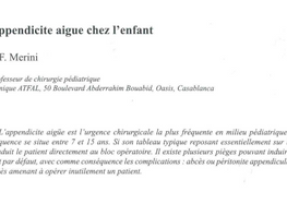 APPENDICITE AIGUE CHEZ L'ENFANT