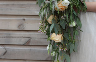 Shower bouquet with peach roses