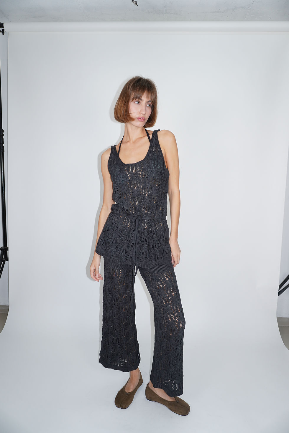 Thumbnail: Knitted Lace Pants | Black