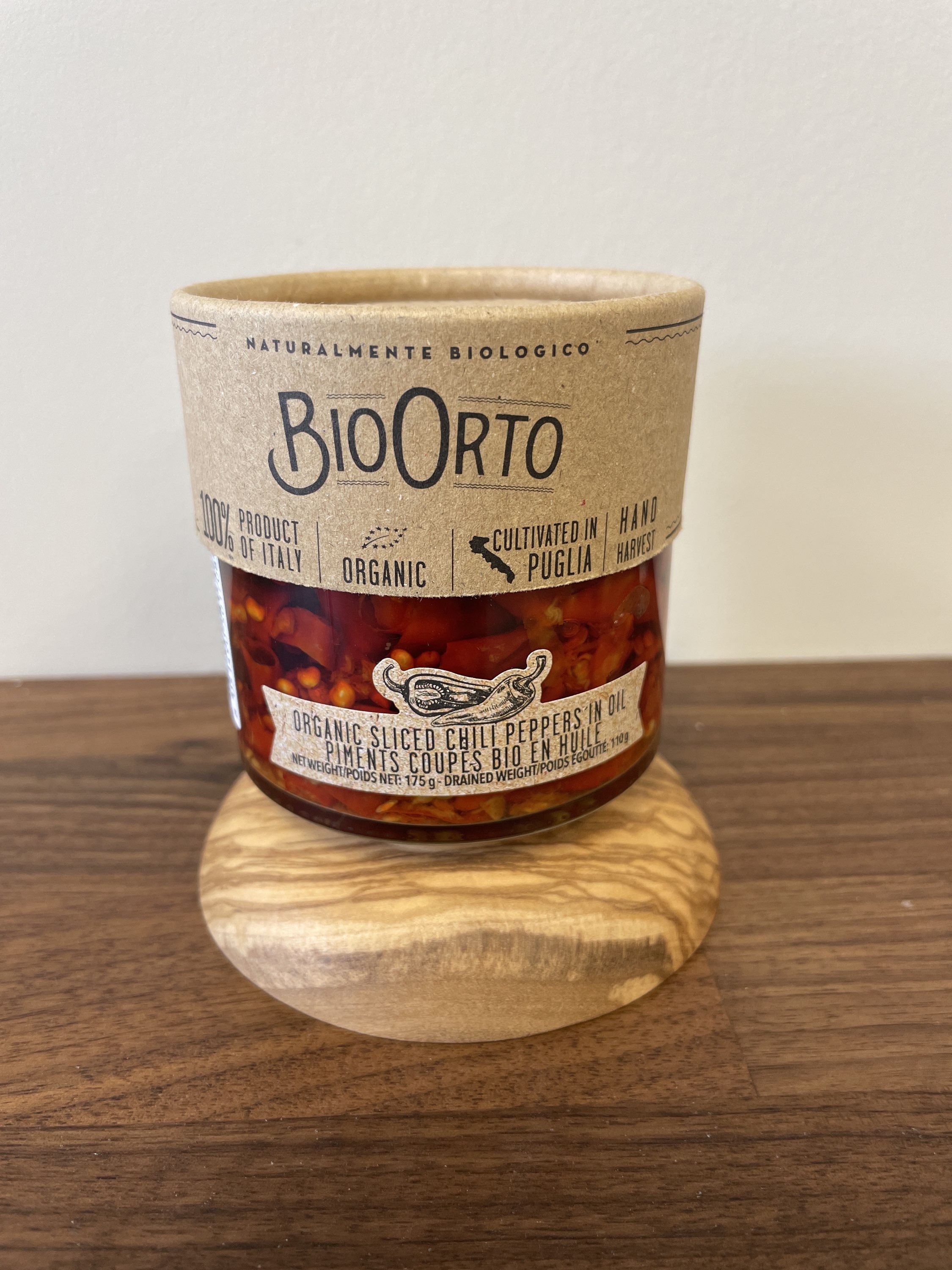 Piments chili coupés bio en huile d'olive EV 175G | BioOrto