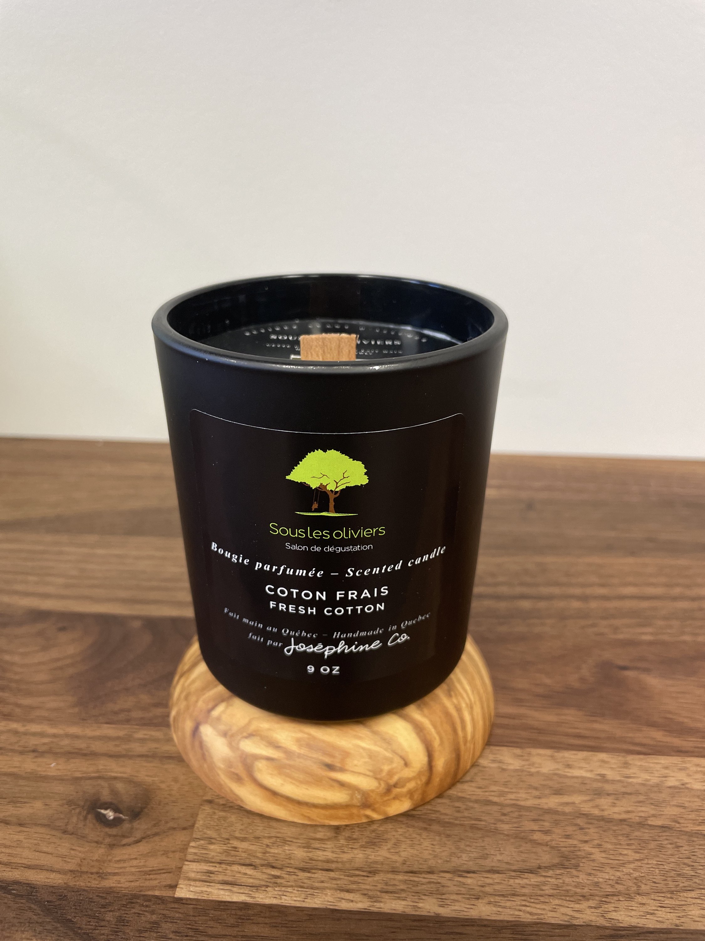 Chandelle Coton frais 9 oz mèche bois