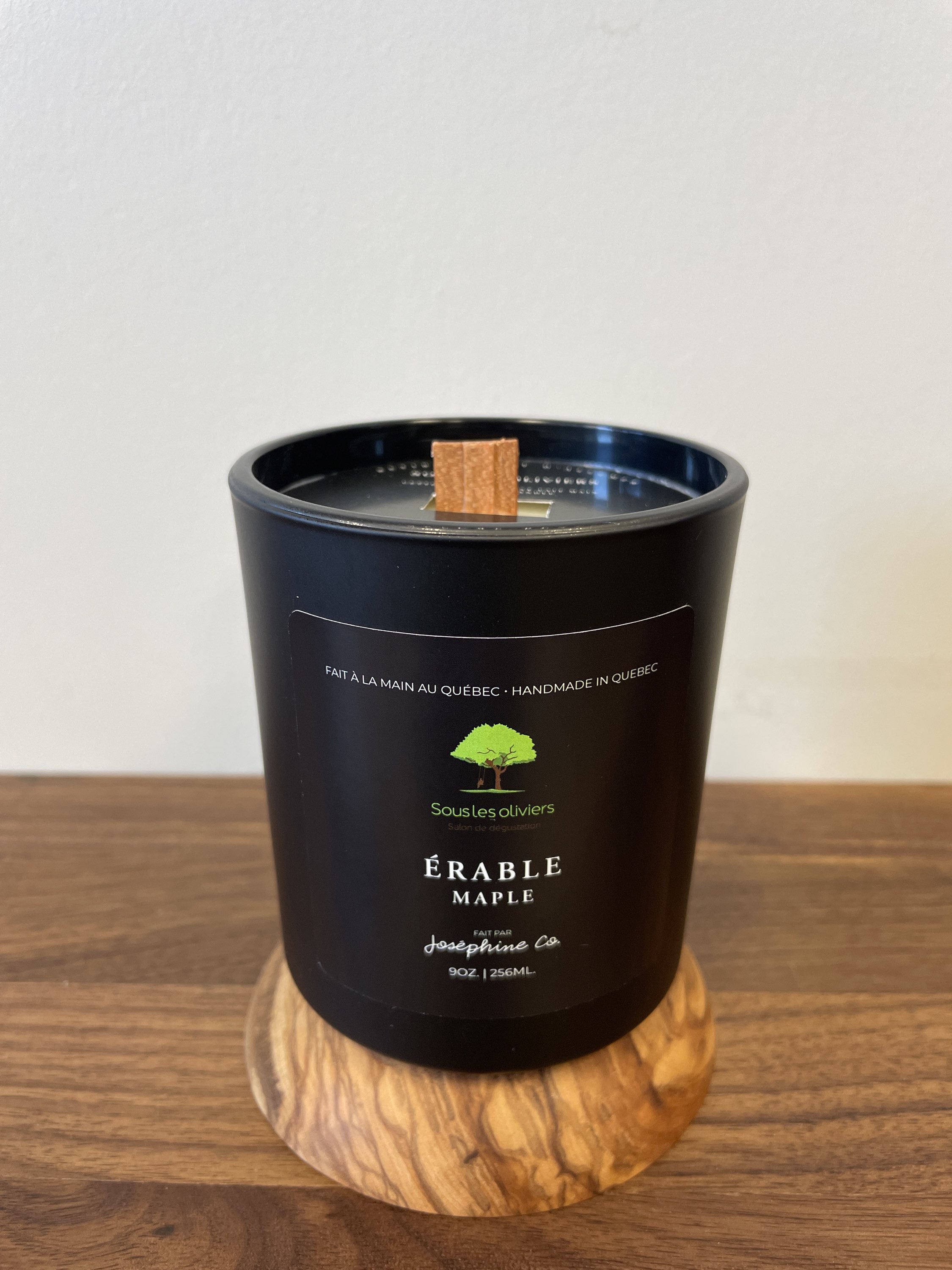 Chandelle Érable 9 oz mèche bois