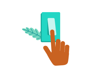 Illustration of hand switching light switch on