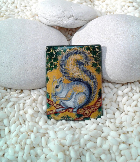 Hand painted Wildlife Beads-squirrel